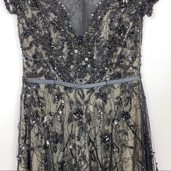 Basix Black Label Sequin Beaded Lace Dress Size 6 - Picture 4 of 13